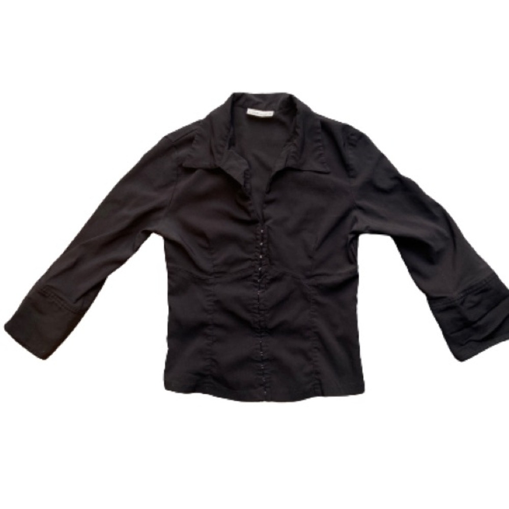 Clock House clip up front collared blouse with 3/4 length sleeves